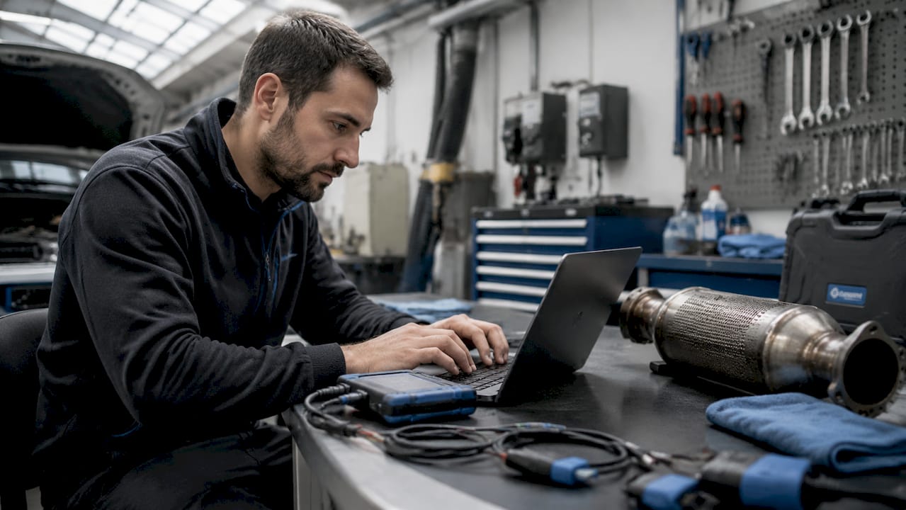 Come Funziona la Rimozione del DPF: Meccanica, Riparazione ECU e Rischi Legali Tecnico che rimappa centralina del veicolo per eliminazione DPF