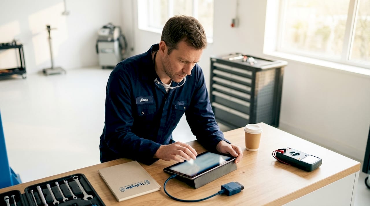 Why Real Engineer Support Makes Remap Services Reliable Engineer Reviewing Ecu Diagnostics In Workshop