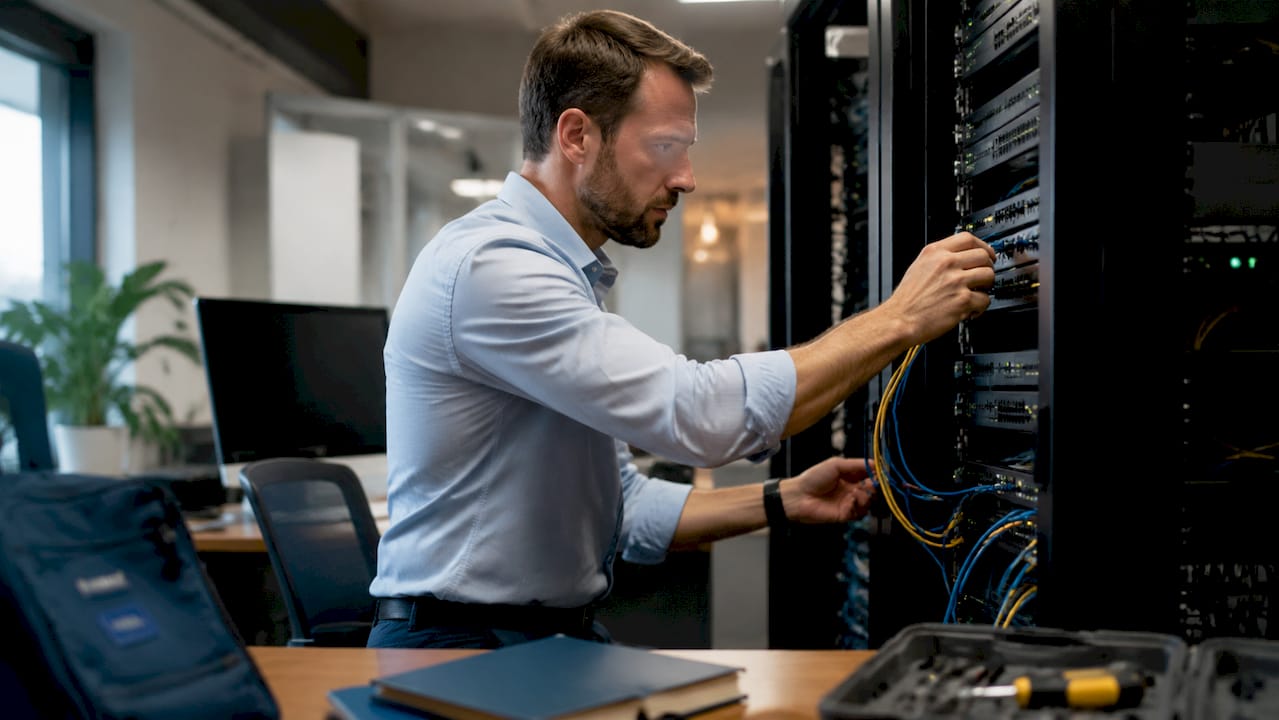 Engineer Tuning Server Cables For Benchmarking