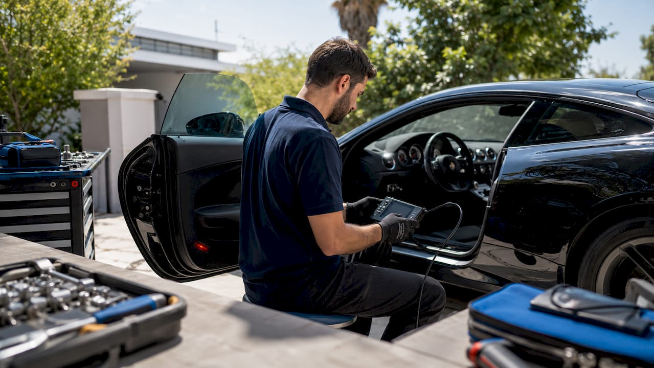 Magic Motorsport Remap Workflow: A Professional Guide Technician Performing Ecu Remap With Magic Motorsport Flex Device