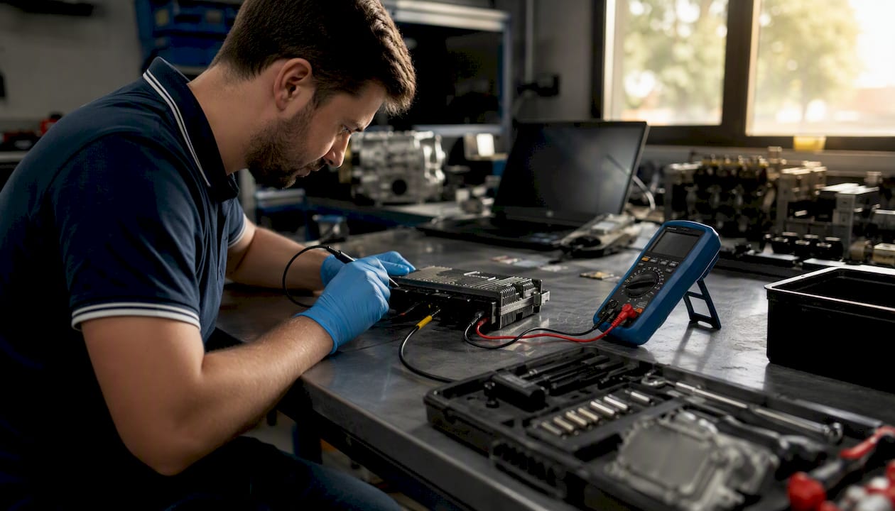 Le migliori aziende di tuning automobilistico per officine specializzate in ECU/TCU Hands Calibrating Ecu Module With Tools