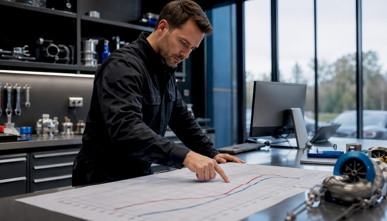 Wie ein Remap Ihre Drehmomentkurve beeinflusst: Ein Tuner-Leitfaden Ingenieur analysiert Drehmomentkurvendiagramm in Werkstatt
