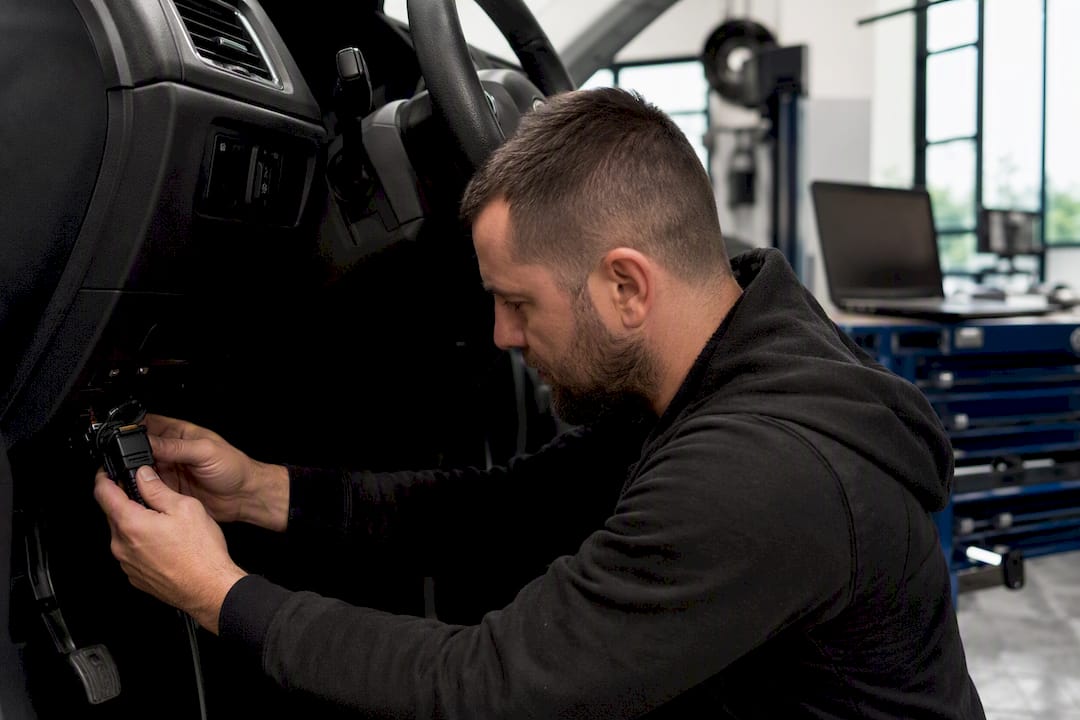 Technician Connecting Ecu Tool For Diesel Remap