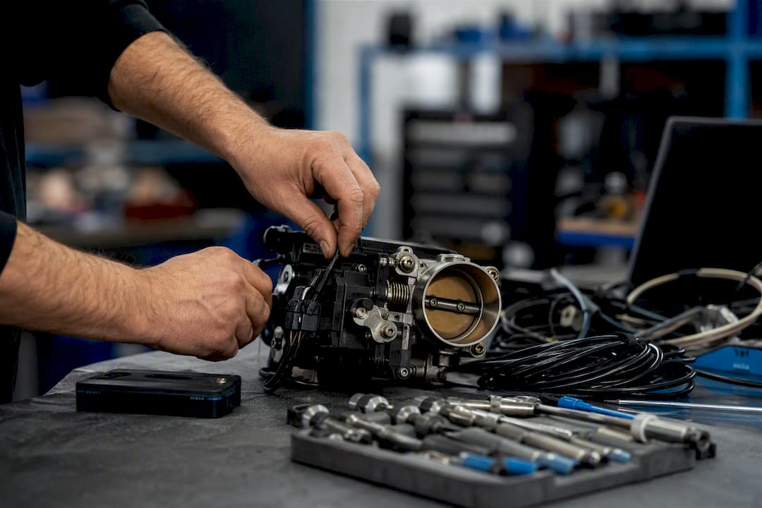Hands Adjusting Throttle Actuator Assembly