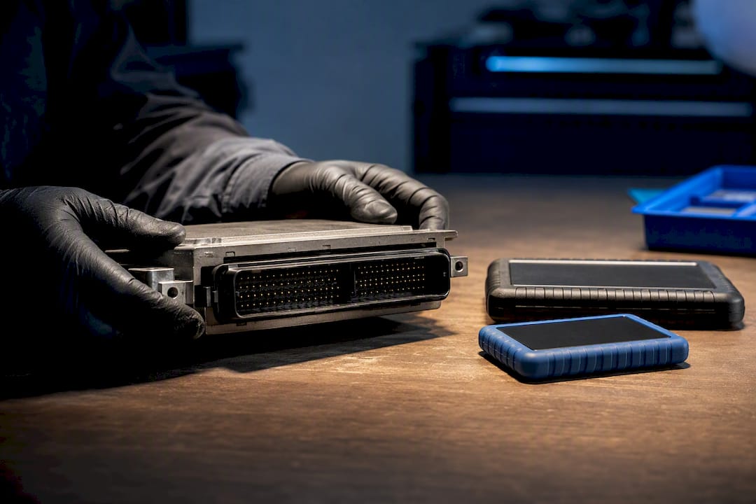 Simos 18 Tuning: Ecu Identification And File Checks Simos 18 Tuning — Ecu And Programming Equipment On A Workbench