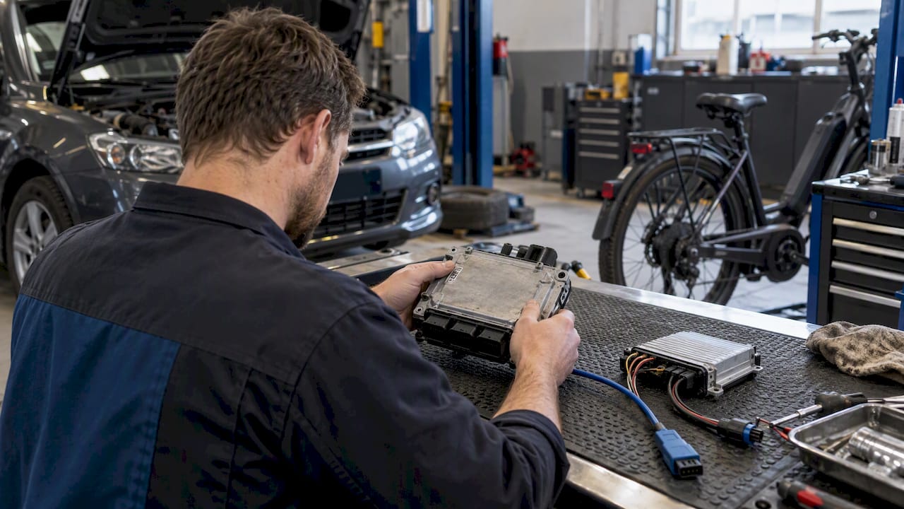 Speed Limiter Removal: Vmax Checks And U.s. Rules Speed Limiter Removal: Technician Examining An Automotive Control Unit