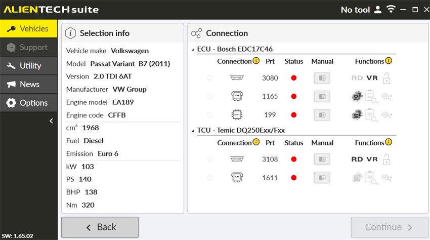 KESS3 OBD/Bench/Boot mode selection