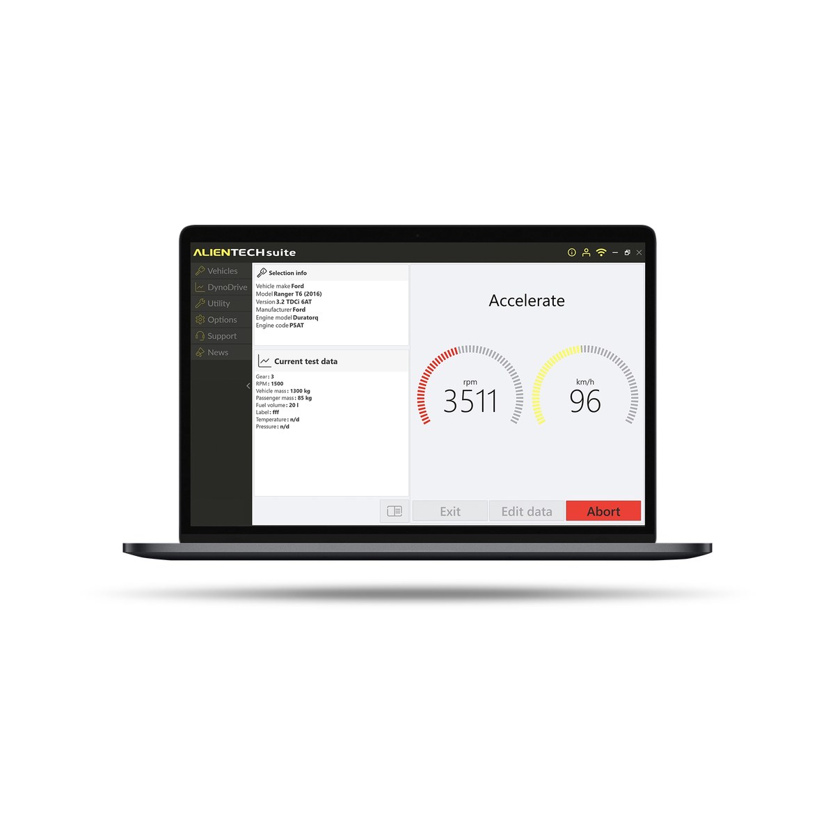 Kess3 Master – Dynodrive Activation Alientech Dynodrive On-Road Power And Acceleration Test Running In Alientech Suite With Kess3