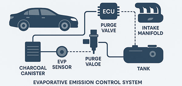 EVAP off service - Diagramm des Verdunstungsemissionskontrollsystems