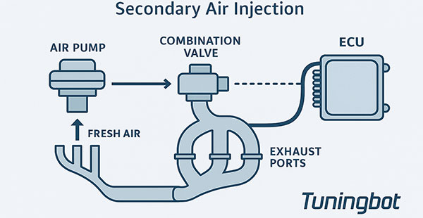 SAP-Entfernung - Schema der Sekundärluftpumpe und des Sekundärlufteinspritzsystems
